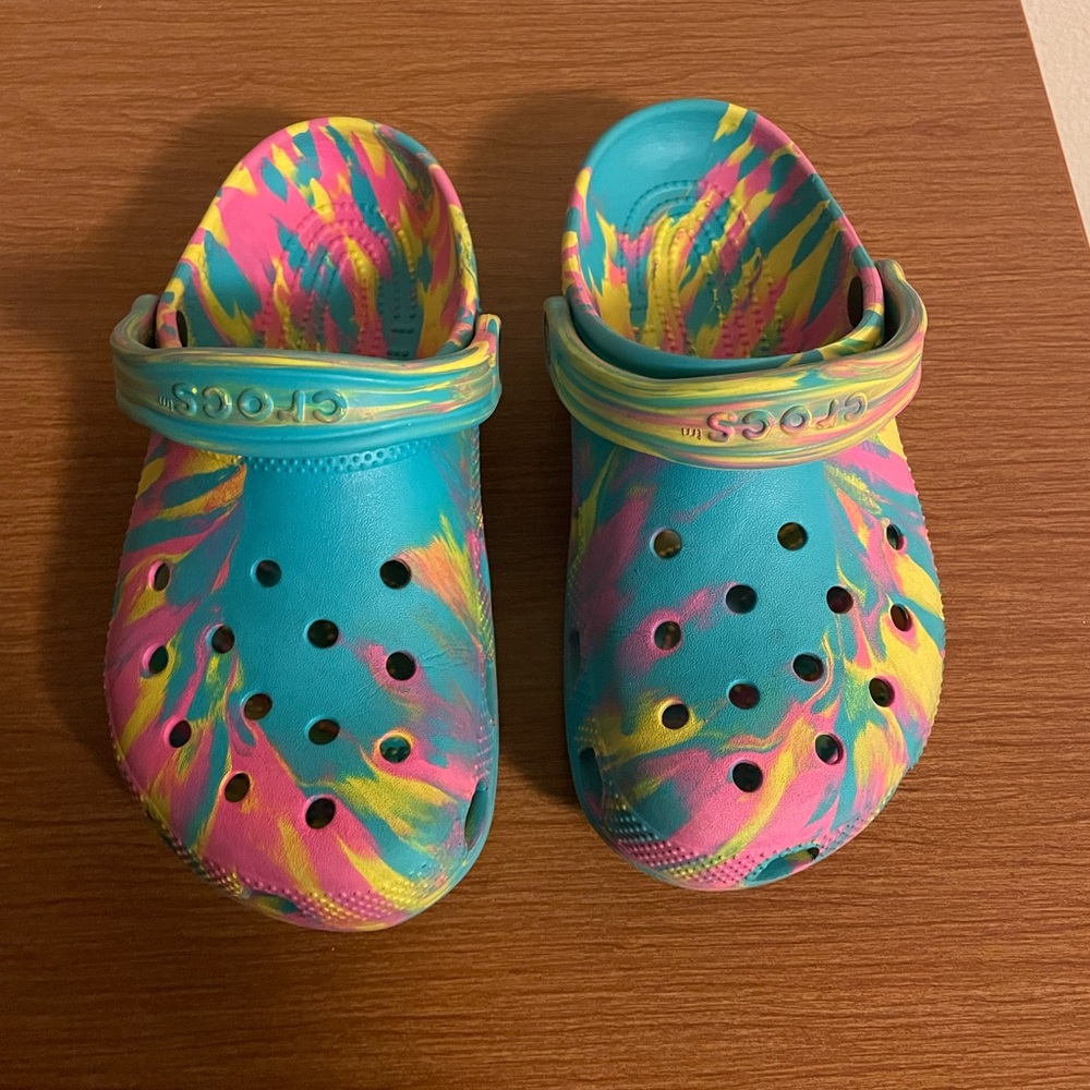 Women multi colored crocs